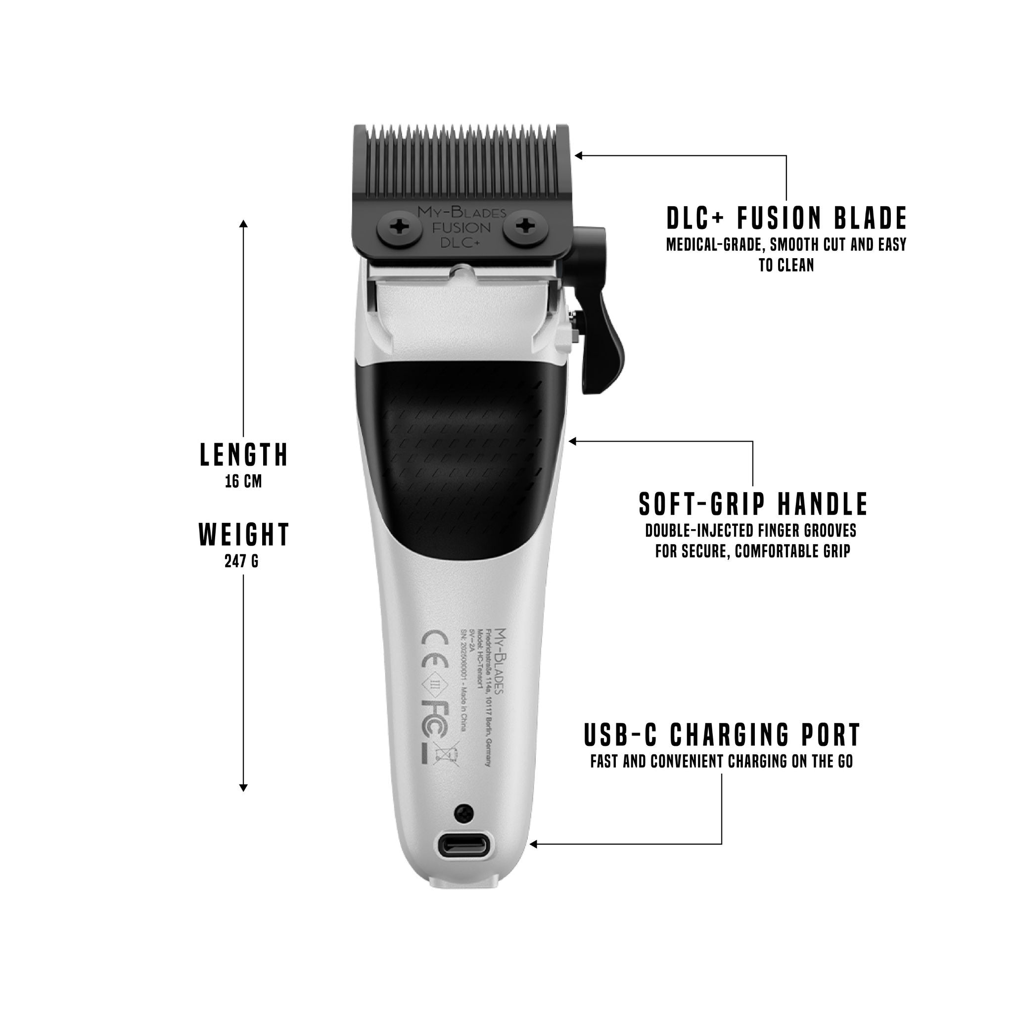 Tensor 1 White – Barbeiro e máquina de cortar cabelo profissional com inteligência artificial